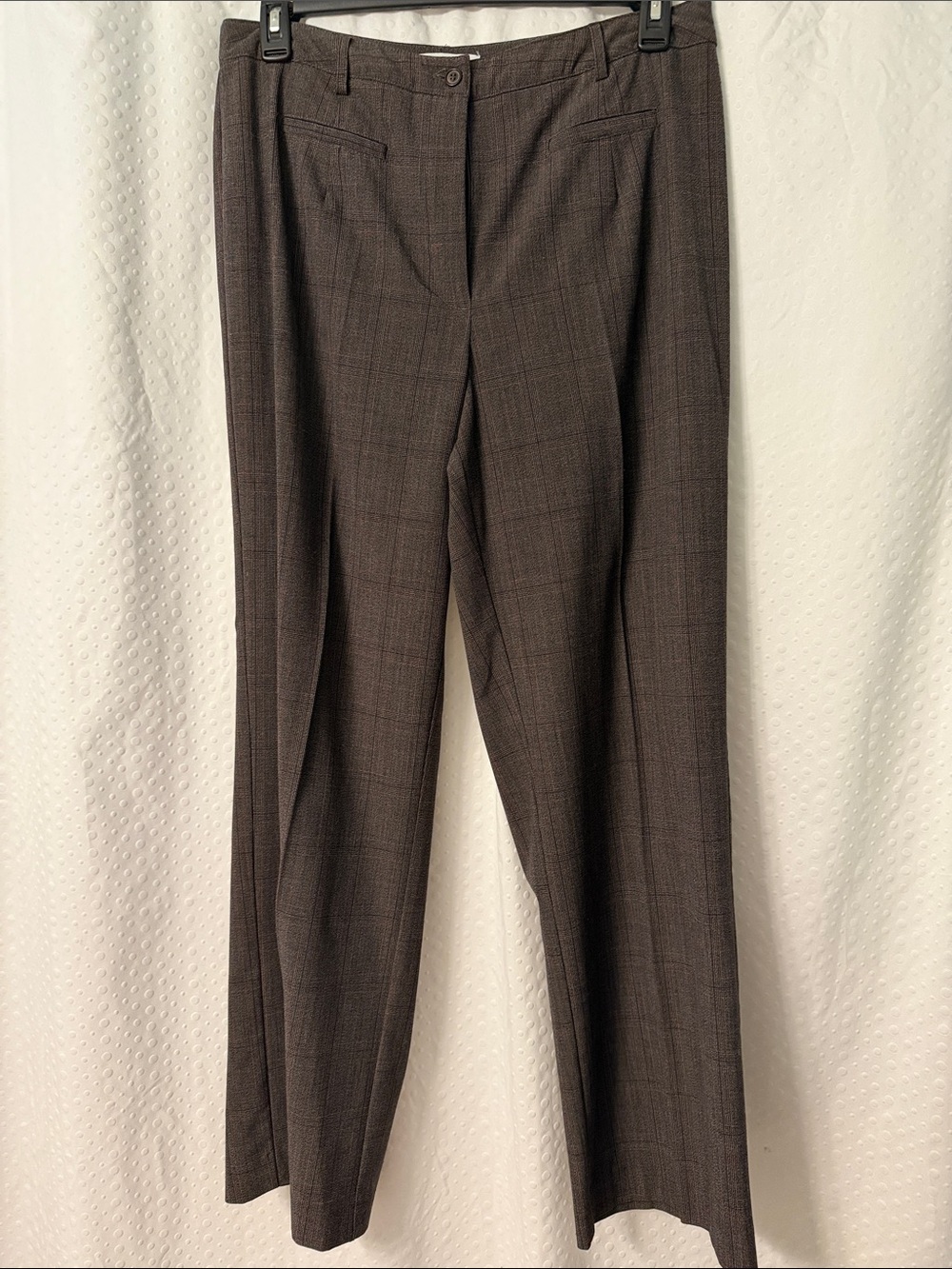 dressbarn Brown Charcoal Plaid Tailored Women's Trousers